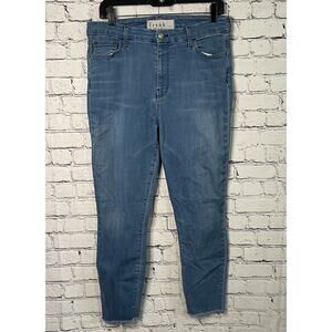 Frank & Eileen Sligo Jeans Women's 32 Blue Denim Stretch Raw Hem Skinny Mid Rise